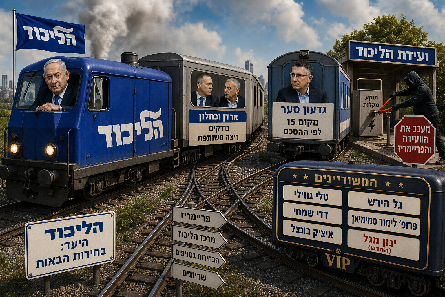 הקרב על הליכוד: הפורשים, המשוריינים והגורם שמטלטל את הוועידהכותרת ראשית: הקרב על הליכוד: הפורשים, המשוריינים והגורם שמטלטל את הוועידה  כותרת משנית: בזמן שגלעד ארדן בוחן חיבורים עם משה כחלון, גדעון סער מסמן לעצמו מסלול עוקף פריימריז, גורם עלום מנסה לבלום את ועידת הליכוד — ורשימת המשוריינים החדשה כבר מסעירה את המפלגה.