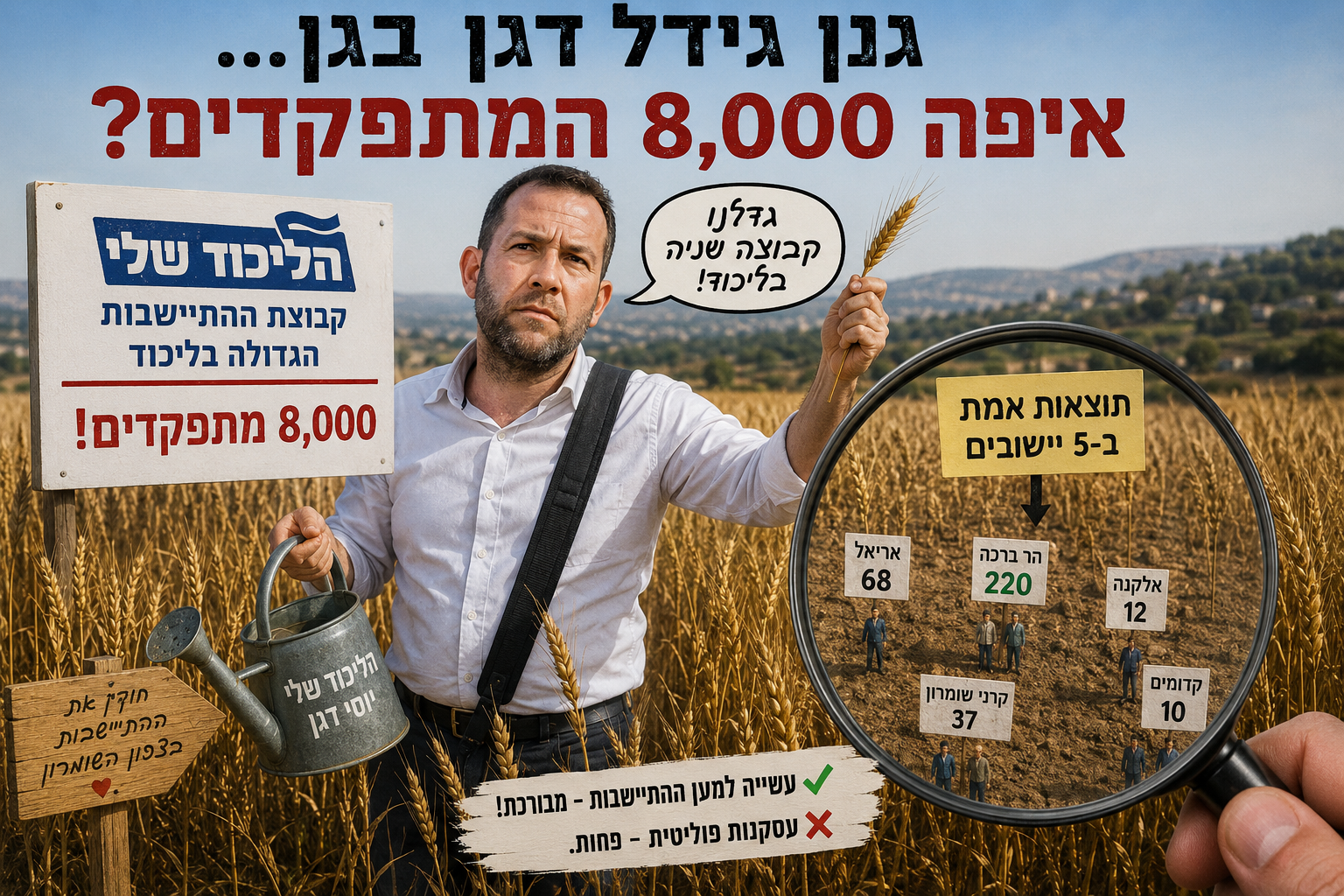 גנן גידל דגן בגן — אבל איפה 8,000 המתפקדים?